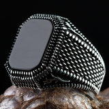 Retro Handmade Turkish Ring For Men Vintage Double Swords Black Zircon Rings Punk  Trendy Islamic Religious Muslim Jewelry