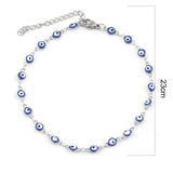 Stainless Steel Anklet Enamel Round Evil Eye Anklets Bracelets For Women Man Summer Jewelry Gifts 23cm(9") long, 1 Piece