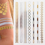 1 sheet Flash Boho Metallic Gold Feathers Shimmering Jewellery Festival Temporary Tattoo