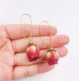 Mtcytea Women Natural Dried Flower Earrings Imitation Colors Rose Drop Earring Party Real Dry Flower Jewelry