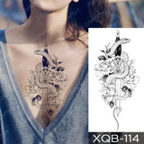 Waterproof Temporary Tattoo Sticker Black Dragon Snake Peony Rose Totem Flash Tatto Women Men Dark Sexy Waist Arm Fake Tattoos