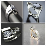 Unique Style Female Brand Big Finger Ring Luxury Silver Rose Gold Color Engagement Ring Vintage Wedding Rings For Women