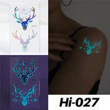 Blue Luminous Tattoo Sticker Luminous Waterproof Sexy Temporary Tattoo Chest Fake Tattoo