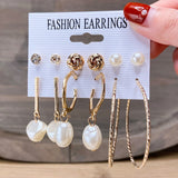 Fashion Gold Hoop Earrings Set Women Pearl Hoop Earrings Oversize Metal Circle Punk Earring Female Fashion Jewelry