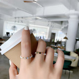 Multi Beaded Pearl Rings Natural Freshwater Pearl Geometric Rings for Women Continuous Circle Minimalist Stacked Party Rings