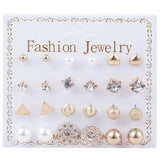 New Fashion Women 9pair/set Flower Pearl Alloy Ear Earring Cute Crystal Wedding Jewelry Gifts For Girl korean fashion