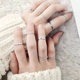 5pcs Korean Simple Design Wavy Ring Set For Women Personality Temperament Mini Pearl Elegant Lovely Circle Ring Gold Color