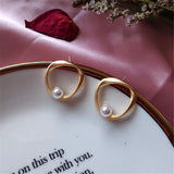 Simple atmospheric small pearl earring female gentle personality joker eardrop fashion ladies earrings Geometric delicate earrin