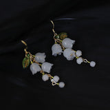 Sweet temperament small fresh white lily of the valley flower earrings elegant and gentle earrings