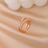 Mtcytea  Luxury Zircon Double Student Opening Rings for Woman Fashion Gothic Finger Jewelry Wedding Party Girl's Sexy Ring