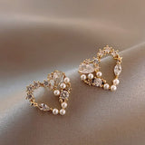 New Arrival Crystal Trendy Women Dangle Earrings Simple Fashion Elegant Pearl Earring Female Rhinestone Temperament Jewelry