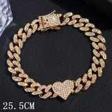 Flatfoosie Hip Hop Iced Out Chunky Cuban Chain Anklets For Women Luxury Rhinestone Link Ankle Bracelet Beach Barefoot Jewelry