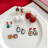 New Trendy Christmas Stud Earrings For Women Santa Claus Snowman Elk Bell Asymmetric Earring Girls Christmas New Year Jewelry