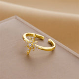 Korea New Fashion Jewelry Exquisite 18K Real Gold Plated AAA Zircon Ring Elegant Women's Opening Adjustable Wedding Gift