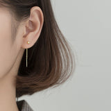 Heart Geometric Gold Silver Color Rectangle Drop Earrings for Women Simple Long Tassel Earrings Fashion Ear line Gift