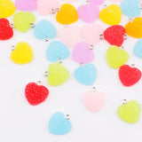 10pcs Colorful Heart Shape Soft Candy Charms Cute Kawaii Resin Pendant Drop Charms for Earring Bracelets Jewelry Making Supplies