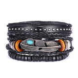 Mtcytea Men Bracelets Vintage Multilayer Leather Braid Bracelets Bangles Star Leaf Owl Handmade Rope Wrap Bracelets Male Gift Jewlery