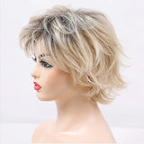 Synthetic Hair Blonde Brown Wigs for Women  Curly with Bangs Short Wig