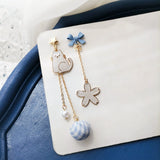 Trendy Asymmetric Dangle Earrings For Women Shiny Crystal Flower Butterfly Long Tassel Cute Cat Earring Sweet Jewelry