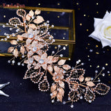 YouLaPan HP282 Wedding Headband Alloy Flower Leaf Hair Tiara Rhinestone Headpiece Bridal Headwear Hair Accessories Head Jewelry