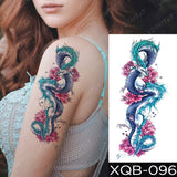 Waterproof Temporary Tattoo Sticker Black Dragon Snake Peony Rose Totem Flash Tatto Women Men Dark Sexy Waist Arm Fake Tattoos