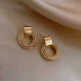 Retro Metallic Gold Color Multiple Small Circle Pendant Earrings  Jewelry Fashion Wedding Party Earrings For Woman