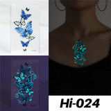 Blue Luminous Tattoo Sticker Luminous Waterproof Sexy Temporary Tattoo Chest Fake Tattoo