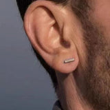 1Pair Trendy Minimalist Stud Earrings Men Stainless Steel Silver/Gold Colors Height 5/10/15mm Men Earrings Fashion Jewelry