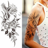 Sexy Flower Bird Temporary Waterproof Tattoo Sticker Girl Butterfly Dreamcatcher Cross Body Arm Sleeve Chest Fake Totem Women
