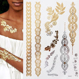 1 sheet Flash Boho Metallic Gold Feathers Shimmering Jewellery Festival Temporary Tattoo