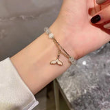 Mtcytea Korean Fashion Opal Bracelet for Women Ins Moonstone Crystal Bead Bracelet Luxury Girls Fishtail Pendant Bracelet Pulseras Mujer