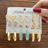 Fashion Gold Hoop Earrings Set Women Pearl Hoop Earrings Oversize Metal Circle Punk Earring Female Fashion Jewelry