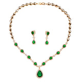 Emmaya New Arrival Green Waterdrop Appearance Zirconia Charming Costume Accessories Earrings And Necklace Jewelry Sets