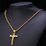 Mtcytea   Paragraph Fashion Necklace Cross Pendant Necklace Jesus Men's Stainless Steel Chains Christian Jewelry Gifts