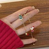 Moving Santa Claus Dangle Earrings Unusual Jewelry Christmas Fashion Girlfriends Gift Women Long Chain Tassel Designer Red Green