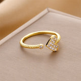 Korea New Fashion Jewelry Exquisite 18K Real Gold Plated AAA Zircon Ring Elegant Women's Opening Adjustable Wedding Gift