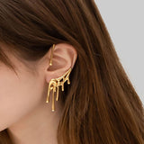 1PC  Trendy Golden Clip Earrings Irregular Ear Cuff Gothic Hanging Clip Earrings for Women Minimalist No Piercing