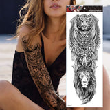 Large Arm Sleeve Tattoo Tiger Skull Owl Waterproof Temporary Tatto Sticker Fox Lion Body Art Full Fake Tatoo Women Men