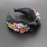 Fabric Rhinestone Tassel Sunflower Flower Exquisite Hair Accessories New European Fashion Hair Accessories 724