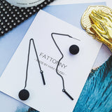 Mtcytea New  Long Tassels Black Joker Contracted Metal Ball Drop Earrings Women Temperament Weddings Jewelry Gift