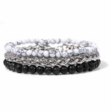 Fashion Natural Stone Beads Men Bracelet Multilayer Black Lava Onyx Beads Charm Punk Bracelet Bangles Women Jewelry Couples Gift