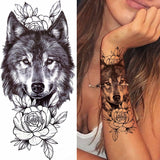 1pc Animal Lion Women Waterproof Temporary Tattoos Fake Stickers Arm Sun Art Black Cross Jesus 3D Praying Fashion Decoration