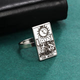 Mtcytea Skyrim Tarot Cards Rings for Women Men Stainless Steel Esotericism Divination Magic Ring Band Major Arcana Amulet Jewelry Gift