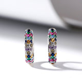 Fashion silver plate Round Mini Earrings Set Half Hoop Colorful Zircon Ladies Luxury Jewelry Hoop Earrings