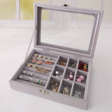 Hot Sales Fashion Portable Velvet Jewelry Ring Jewelry Display Organizer Box Tray Holder Earring Jewelry Storage Case Showcase