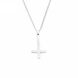 Stainless Steel Inverted Cross Pendant Choker Necklace Charm Couples Jewelry Women's Neck Chain Christmas Gift Lady Necklace