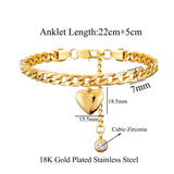 Anklet For Women Gold Color Stainless Steel Cuban Link Ankle Bracelets Summer Fashion Leg Chain Beach Foot Jewelry Ancklets