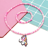 2pcs/Set Clay Beads Necklace Bracelet Jewelry Sets Cute Cartoon Pattern Charm For Children Party Jewelry Kids Birthday Gift Sets