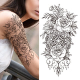 Mtcytea Death Skull Flower Temporary Tattoo For Women Girls Snake Bird Peony Tattoo Sticker Black Fake Blossom Sexy Tatoo Transfer Adult