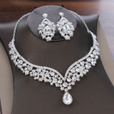 Gorgeous Crystal AB Bridal Jewelry Sets Fashion Tiaras Earrings Necklaces Set for Women Wedding Dress Crown Jewelry Set